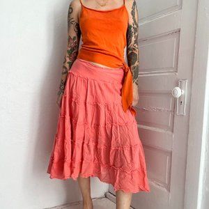 Women's Pink and Orange Skirt